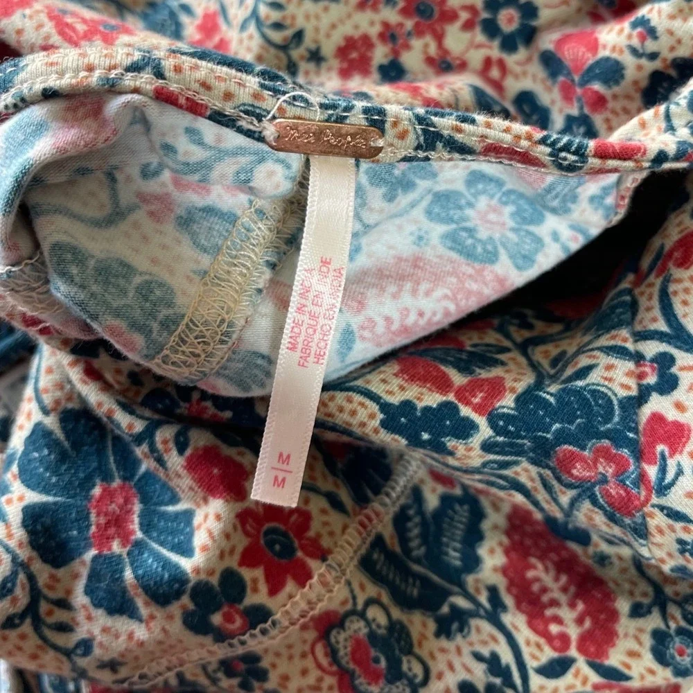 Free People Melanie Long Sleeve Top Floral Long Sleeve Ruffle Crop Back Cross M